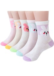 5pairs/lot Baby Boys Girls Cotton Socks Cute Cartoon Mid Mesh Non-slip Warm Children Socks Autumn Spring Summer