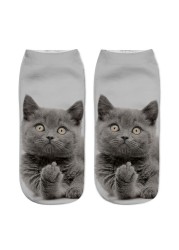 3D Printing Children Socks Funny Design Cute Cat Socks Unisex Gift Low Ankle Funny Socks 6-12 Years