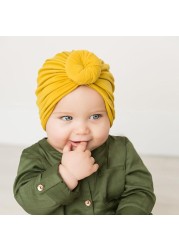 Baby Turban Top Knot Hat Baby Kids Boy Girl India Beanie Hat Lovely Soft Newborn Headwear Photography Props Accessories