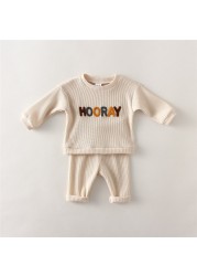 Fashion Baby Clothes Set Spring Baby Boy Girl Casual Tops Loose Sweater Trousers 2pcs Newborn Baby Boy Clothes Outfits