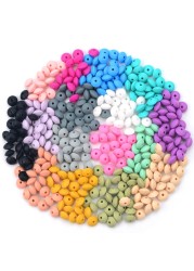 LOVKA 12mm 50pcs/lot Silicone Lentil Round Beads Teething Baby Teether Chew BPA Free DIY Chain Pacifier Food Grade Silicone