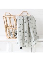 100% Organic Cotton Baby Blankets Newborn Bedding Flower Print Muslin Swaddle Wrap Stroller Blankets Bed Cover Spring