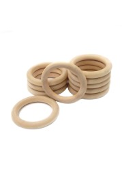 20pcs Natural Wooden Baby Teether Molar Ring Infant DIY Making Safe Teething Accessories Newborn Bracelet Craft Toy