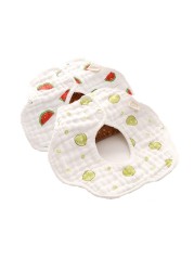 2Pcs 360 Degrees Rotating 8 Layer Cotton Infant Baby Bibs Cute Various Printed Waterproof Soft Comfortable Saliva Towel Baby Bib