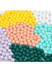 luvka 12mm 100pcs Silicone Beads Round Teether Baby Nursing Pendant Pacifier Clip Oral Care BPA Free Food Grade Colorful