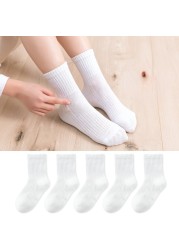 5pairs/lot Pure Color Soft Breathable Cotton Kids School Socks Girls Boys Casual Gray Black White Sports Children Socks