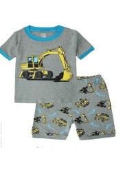 Summer Children Pajamas Suit Boys Short Sleeve Dinosaur Print Cotton Short Sleeve Baby Clothes Pajamas Clothes