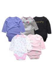 3/4/5pcs Baby Spring Autumn Outerwear Long Sleeve 100% Cotton Boys Girls Clothes Newborn 0-24 Months Clothes