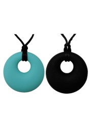 Sensory Chew Necklace for Boys Girls Adult, 2 Pack Silicone Rubber Necklace for Autism Jewelry, ADHD