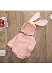 Ma & baby 0-24M Infant Newborn Baby Girls Boys Romper Soft Long Sleeve Jumpsuit Rabbit Ear Hat Outfits Easter Bunny Clothes