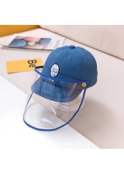 Baby Sun Hat Cotton Baby Anti-drops Shield Hat Visor Protection for 1-2Y Cartoon Bucket Hat Protective Cap with Full Face Shield