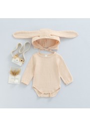 Ma & Baby 3-24M Newborn Infant Baby Boys Girls Bunny Romper Long Sleeve Jumpsuit Long Ear Hat Autumn Spring Easter Clothes D84