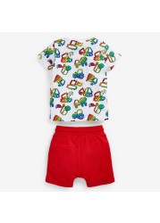 Little Maven Summer Children's Clothing Baby Excavator Print Clothing Set + Shorts 2-7 Years Kids Clothes