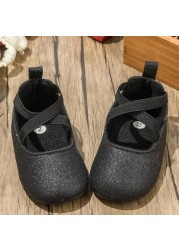 New Baby Shoes Baby Girl Shoes Bling Princess Gold Toddler Shoes Anti-slip Flat Rubber Sole Newborns First Walkers Infant Shoes