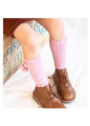 2022 New Autumn Winter Kawaii Baby Cotton Socks British Princess Knee High Long Bow Pom Tube Socks for Girls Clothes Stuff