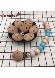 20pcs Wooden Pacifier Clip Nursing Accessories Beech Pacifier Clips Chew Teething DIY Dummy Clip Chains Baby Teether