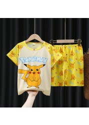 2022 Summer New Pokemon Children's Pajamas Set Cartoon Cozy Boys Girls Kawaii Pikachu Kids Clothes Gift Homewear Wholesale