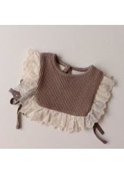 2022 Autumn New Fashion Girls Lace Sweater Princess Hollow Out Sleeveless Sweater Cotton Outerwear Newborn Baby Knitted Sweater 0-3 Years