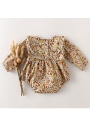 Spring summer floral newborn baby girl clothes sweet baby girl cotton pants for 0-24M baby jumpsuit one piece
