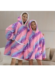 Family Hoodie Oversized Homewear Fleece Warm Sherpa Blanket Girls Thick Sleepwear, If You Need Two Sweatshirt, Please Order Two