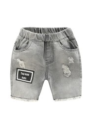 Baby Boys Summer Denim Letter Shorts Children Casual Fashion Jeans Shorts Shorts For Kids 2-7Yrs