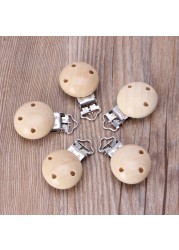 5pcs Metal Wooden Baby Pacifier Clips Soother Clamps Holders Accessories