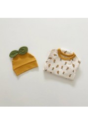 MILANCEL Newborn Baby Clothes Lemon Print Baby Clothes Cute Baby Hat Indoor Baby Clothes Set