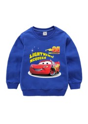 Autumn Children Girls Clothes Cartoon Lightning McQueen Cars Printed Long Sleeve Sweatshirt Casual Teenagers Boys Tops