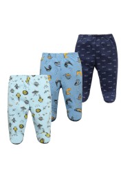 3/4/5pcs/lot Newborn Baby Pants Soft Cotton Cartoon Boys Pants Four Seasons Feet Baby Girls Pants Stripe Baby Trousers 0-12M