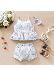 Baby Summer Clothes 0-3Y Baby Kids Baby Girls Clothes Yellow Sunflower Tops T-shirt Floral Bow Pants 3pcs Outfits Set