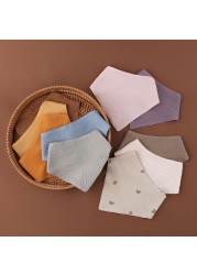 3pcs Baby Gauze Cotton Bibs Newborn Soft Snap Button Triangle Saliva Towel Burp Cloths Feeding Saliva Bib