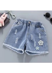 2022 New Fashion Summer Children's Shorts Floral Denim Shorts For Girls Short Jeans Princess Jeans Children Trousers