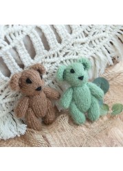 Newborn Teddy Bear Knit Mohair Animal Stuffer Photography Props Crochet Baby Photo Shoot