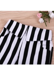 Spring Children Sportswear Clothing Sets White Dress + Striped Trousers 2 Pieces Sets Girl Kids Girls Clothes