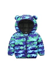 Autumn Winter Baby Kids Solid Outerwear Infant Boys Girls Hooded Jacket Coats Clothes Christmas Cotton Quilted Clothes JYF