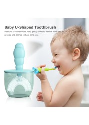 New Baby Toothbrush Children Dental Oral Care Cleaning Brush Comfortable Baby Silicone Newborn U-shaped Brush With Dust Cover