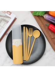 Portable Reusable Spoon Fork Chopsticks Knife Wheat Straw Tableware Cutlery Set Travel Camping Dinnerware Kids Cutlery Sets