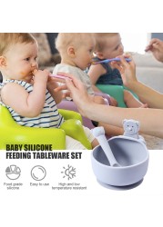 3pcs/set Silicone Baby Feeding Bowl Tableware Kids Waterproof Suction Bowl With Spoon Children Dishes Kitchen Baby Stuff