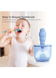 Baby Toothbrush 360 Degree U Shaped Soft Silicone Kids Toothbrush With Cover Toddlers Teeth Cleaning Oral Care For 2-12 Years