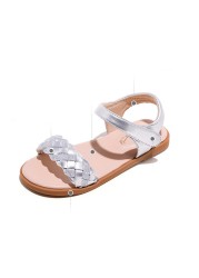 Children Sandals Microfiber Children Gold Beach Shoes Summer 2022 New Soft Light Sandals Princess Shoes Girls Silver Flat Shoes