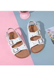 2022 Fashion Women Sandals Summer White Soft Anti-slip Kids Shoes Children Cork Shoes For Girls Sandals Commercial Beach Shoes