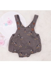 New Disney Newborn Romper Jumpsuit Mickey Mouse Sleeveless Boys Girls Infant Solid Button Casual Suspender Triangle Romper