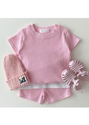 Baby clothes sets summer kids short sleeve T-shirt and shorts 2pcs suits for children solid color boys and girls clothes