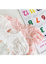 Newborn baby girl clothes summer infant princess floral tulle dress with jumpsuit bow headband baby girl clothes