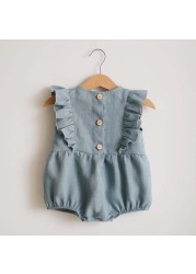 Summer Newborn Infant Baby Girls Romper Playsuit Jumpsuits Cotton Ruffles Baby Clothes