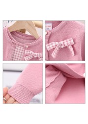 Two Pieces Baby Girls Winter Clothes Knitted Love Sweater Coat Knit Dress Outfits Autumn Casual Kids Toddler Clothes Set