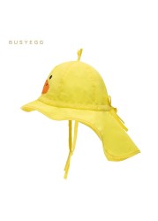 summer cartoon yellow duck baby girls boys bonnet caps adjustable beach accessories kids sun hat panama children hat casquette