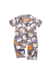 Summer 2pcs/set Kids Boys Short Sleeve Tops+Pants Sleepwear Cartoon Pajamas Home Children Girls Set 2-7 Years Kids