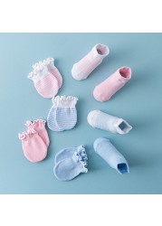 4 Pairs/Set Newborn Baby Socks Gloves Anti-scratch Breathable Gloves Stocking