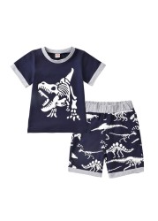 Baywell 2pcs/set Cute Cartoon Boys Clothes Children's Clothing Sets Boys Dinosaur Short Sleeve Shorts Set Casaul Suit 1-6 Years